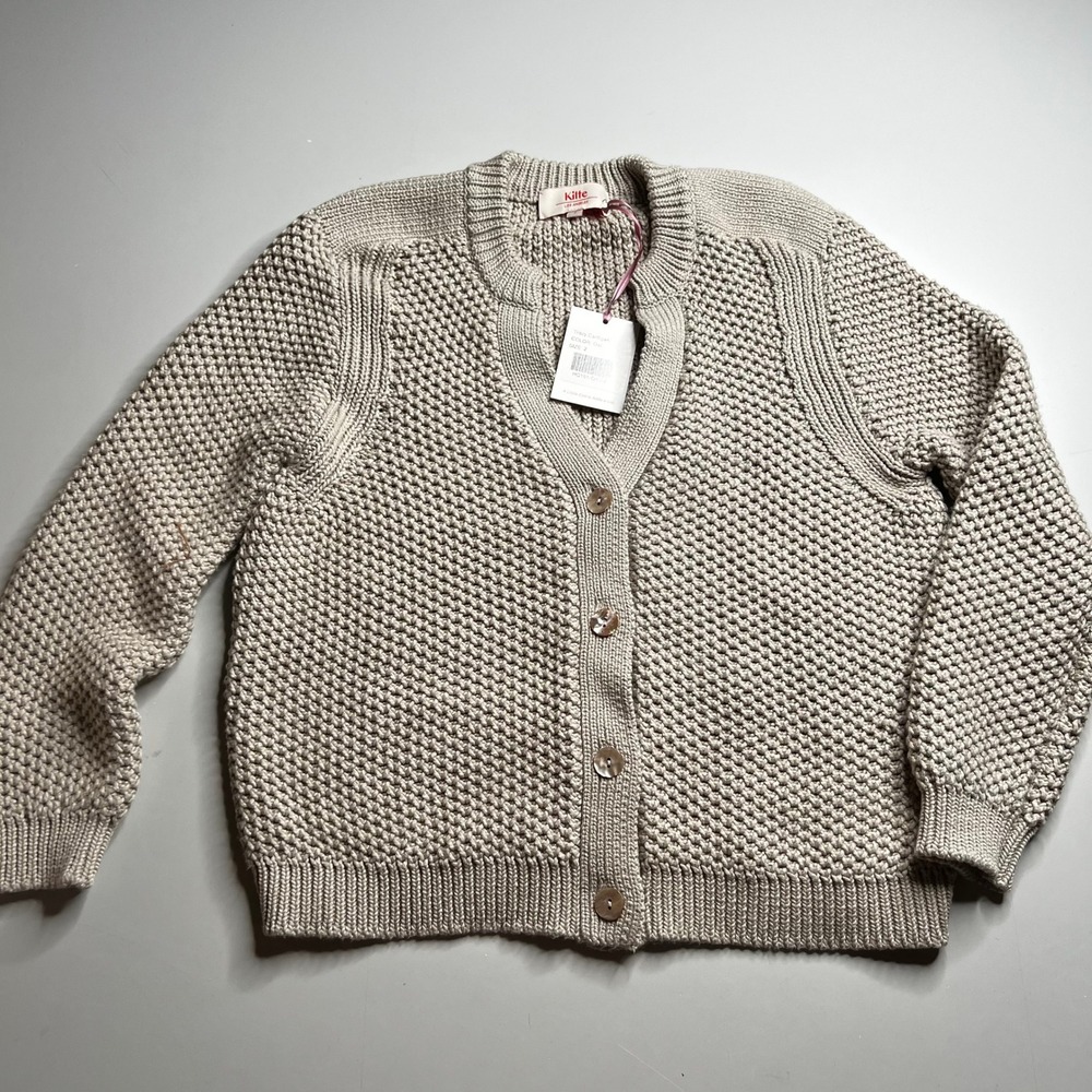 Kilte Collection Tracy Cardigan Oat 100% Pima Cotton Knit Sweater Size 2